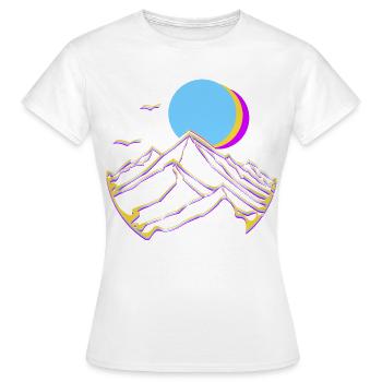 Neon Mountains Moon Sun Geometric Peaks - Women's T-Shirt - white - Front - AI Model Female 172 dark (172cm)