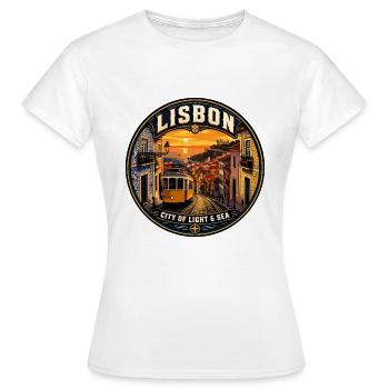 Lissabon Portugal Vintage-Reiseabzeichen - Frauen T-Shirt - Weiß - Vorne - AI Model Female 172 dark (172cm)