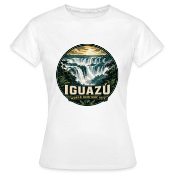Iguazu Falls Argentina Brazil Vintage Badge - Women's T-Shirt - white - Front - AI Model Female 172 dark (172cm)