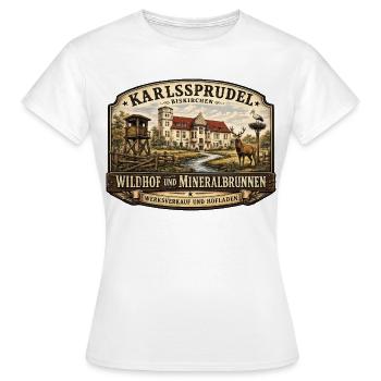 Karlssprudel Wildhof und Mineralbrunnen - Frauen T-Shirt - Weiß - Vorne - AI Model Female 172 dark (172cm)