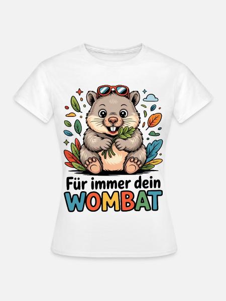 Wombat mit Blättern - Frauen T-Shirt - Weiß