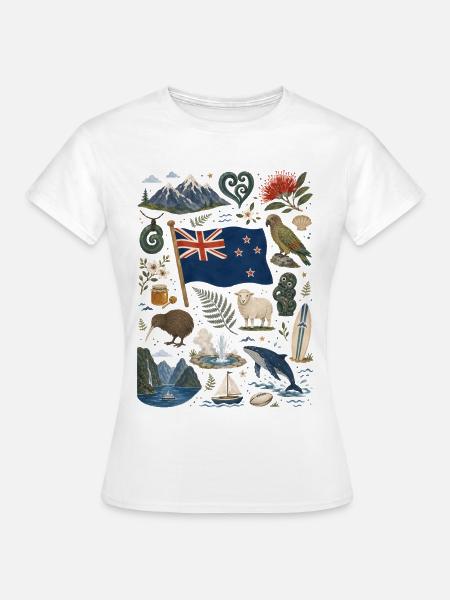 Neuseeland | Kiwi, Fjorde & Abenteuer - Frauen T-Shirt - Weiß