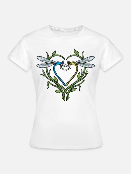 Libelle Herz - Frauen T-Shirt - Weiß