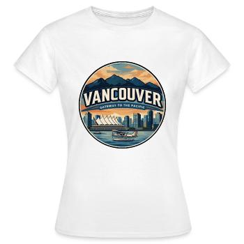 Badge rétro de voyage du port de Vancouver - T-shirt Femme - blanc - Devant - AI Model Female 172 dark (172cm)