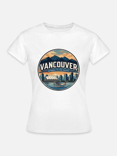 Retro Vancouver Harbour Reiseabzeichen - Frauen T-Shirt - Weiß