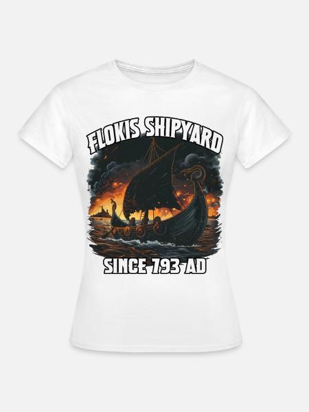 Vikingenschiff Flammenhorizont - Frauen T-Shirt - Weiß
