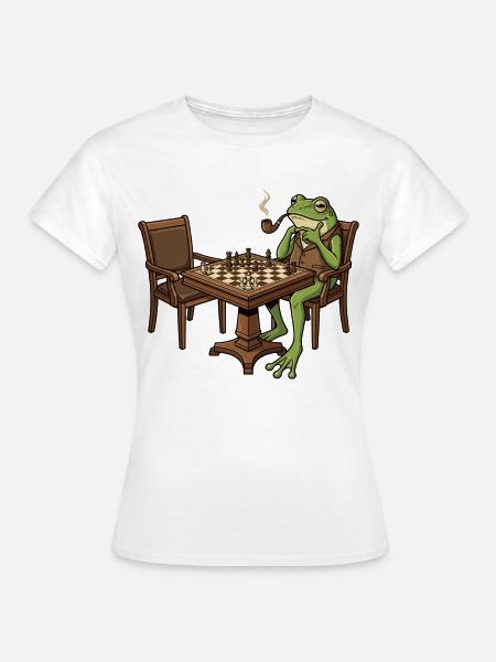 Frosch spielt Schach - Frauen T-Shirt - Weiß