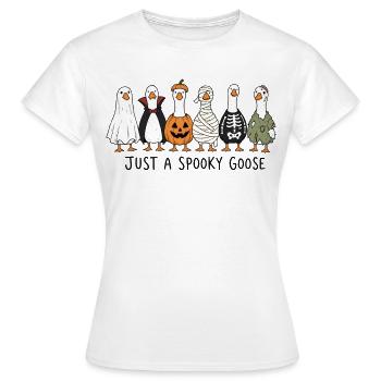 Just a Spooky Goose - Funny Halloween Geese - Women's T-Shirt - white - Front - AI Model Female 172 dark (172cm)