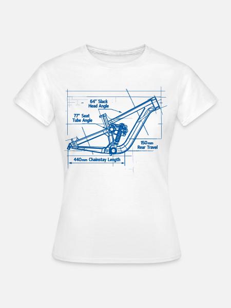 MTB Blueprint: Full-Suspension Rahmen Tech - Frauen T-Shirt - Weiß