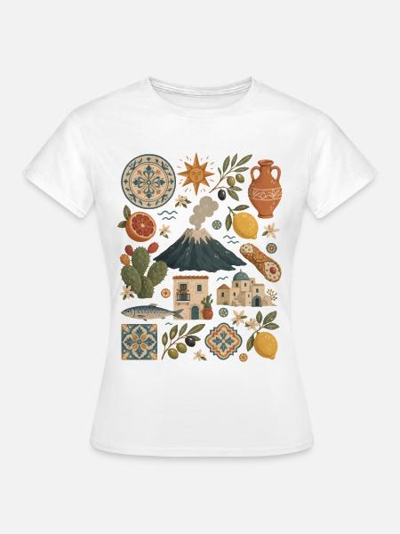 Sizilien | Ätna, Zitrus & Inselgenuss - Frauen T-Shirt - Weiß