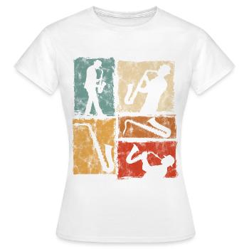 Conception vintage de saxophones pour saxophonistes - T-shirt Femme - blanc - Devant - AI Model Female 172 dark (172cm)