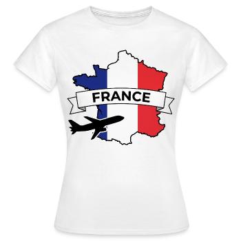 France Tricolore: Plane and Banner - Women's T-Shirt - white - Front - AI Model Female 172 dark (172cm)