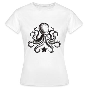 Pieuvre d’encre avec étoile - T-shirt Femme - blanc - Devant - AI Model Female 172 dark (172cm)