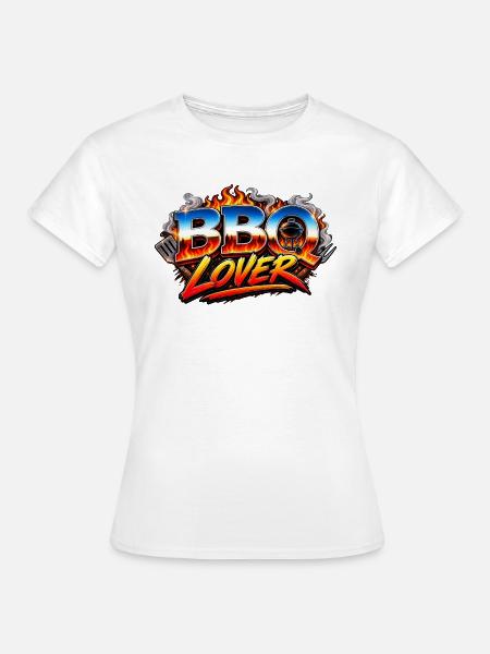 BBQ Lover Flammen Logo - Frauen T-Shirt - Weiß