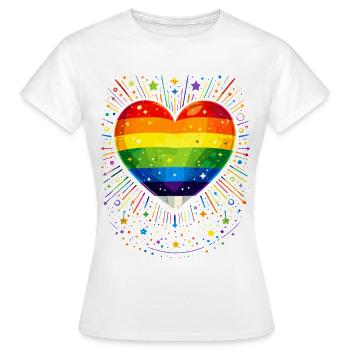 Cœur arc-en-ciel pour la fierté, l’amour et la diversité - T-shirt Femme - blanc - Devant - AI Model Female 172 dark (172cm)
