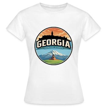 Insigne rétro de la Trinité Gergeti de Géorgie - T-shirt Femme - blanc - Devant - AI Model Female 172 dark (172cm)
