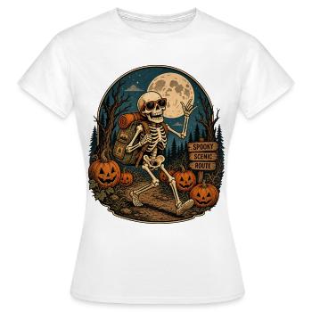 Fan rétro rétro d’extérieur vintage de citrouille squelette d’Halloween - T-shirt Femme - blanc - Devant - AI Model Female 172 dark (172cm)