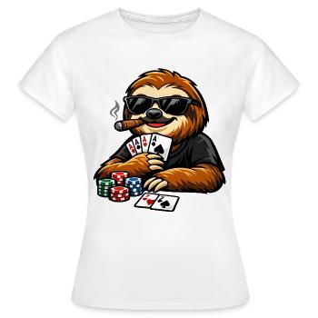 Cool sloth playing poker - Women's T-Shirt - white - Front - AI Model Female 172 dark (172cm)