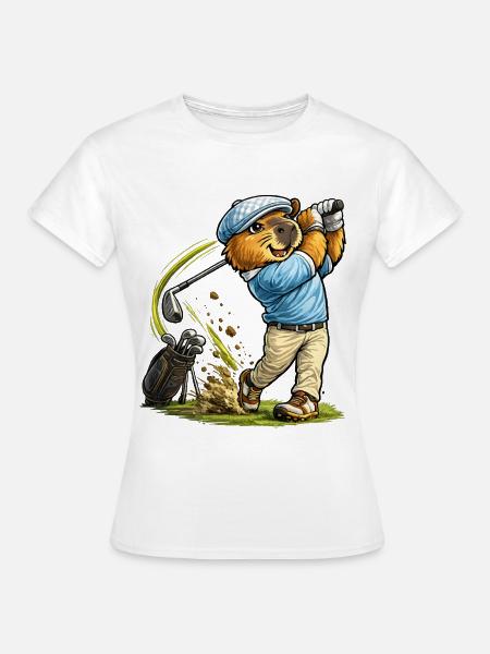 Süßes Capybara beim Golf - Frauen T-Shirt - Weiß