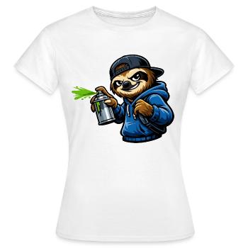 Cool sloth spraying graffiti - Women's T-Shirt - white - Front - AI Model Female 172 dark (172cm)