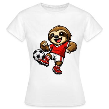 Un joli paresseux jouant au football - T-shirt Femme - blanc - Devant - AI Model Female 172 dark (172cm)