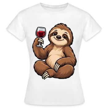 Paresseux détendu avec vin rouge - T-shirt Femme - blanc - Devant - AI Model Female 172 dark (172cm)