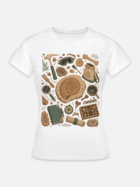 Fossilienjagd | Paläontologie & Ammoniten - Frauen T-Shirt - Weiß