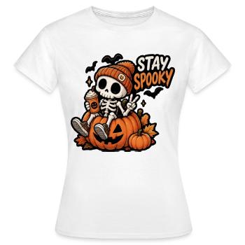 Stay Spooky Skeleton in Pumpkin - Women's T-Shirt - white - Front - AI Model Female 172 dark (172cm)