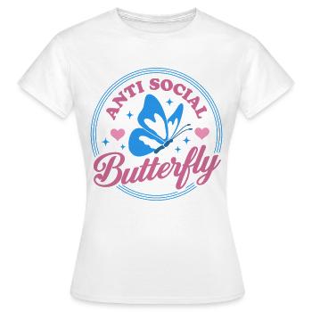 Anti Social Butterfly - Women's T-Shirt - white - Front - AI Model Female 172 dark (172cm)