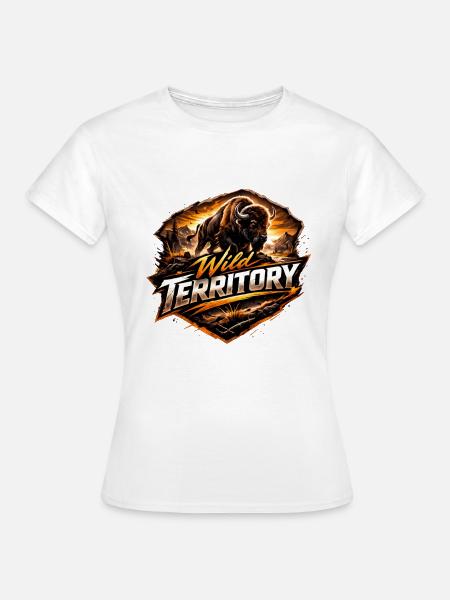 Wildes Gebiet Bison-Wappen - Frauen T-Shirt - Weiß