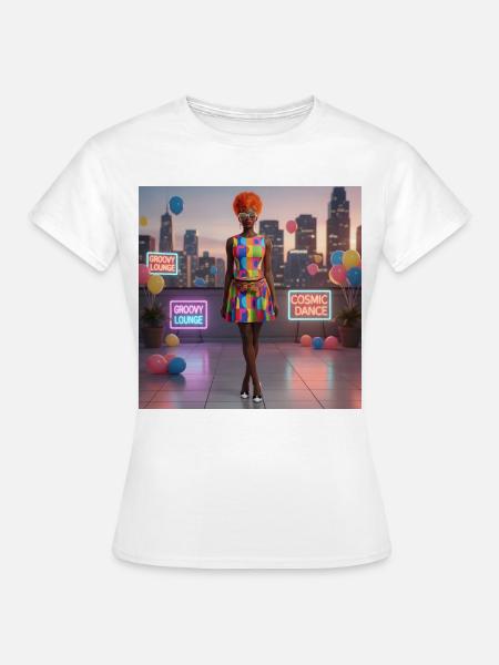 Geometrisches Neon-Diva-Kleid - Frauen T-Shirt - Weiß
