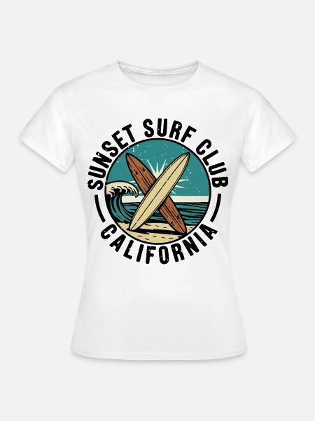 Sunset Surf Club - Frauen T-Shirt - Weiß