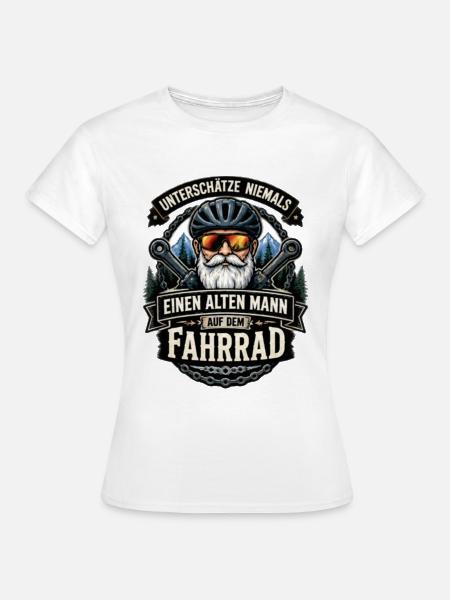 Alter Mann auf dem Fahrrad - Frauen T-Shirt - Weiß