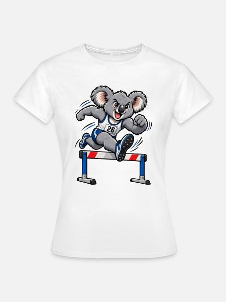 Süßer Koala beim Hürdenlauf - Frauen T-Shirt - Weiß