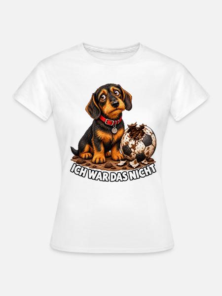Ich war das nicht – Dackel Fußball - Frauen T-Shirt - Weiß