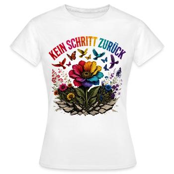 Kein Schritt Zurück Regenbogen Blume T-Shirt Pride - Frauen T-Shirt - Weiß - Vorne - AI Model Female 172 dark (172cm)