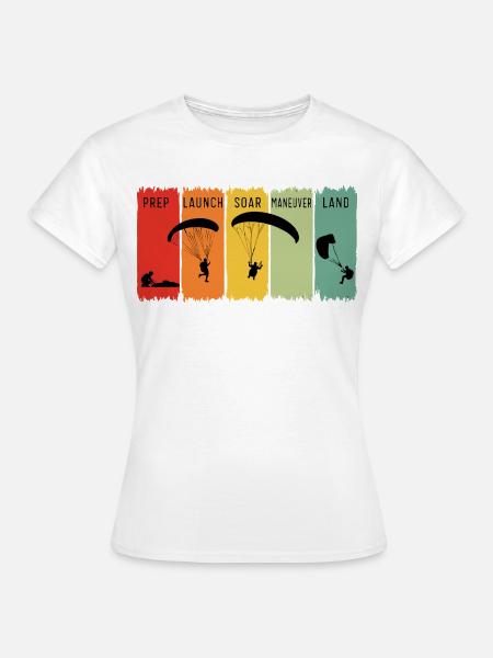 Retro-Paragliding-Schritte starten Soar Land Geschenk - Frauen T-Shirt - Weiß