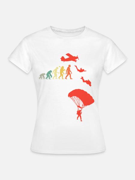 Fallschirmspringer Evolution Absprung Fallschirm - Frauen T-Shirt - Weiß