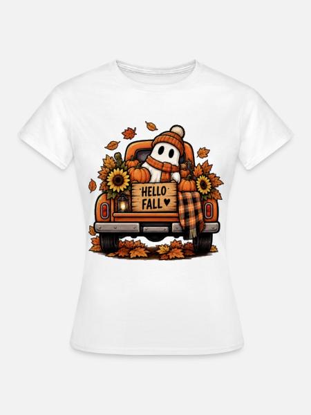 Herbsttruck mit Kürbissen - Frauen T-Shirt - Weiß