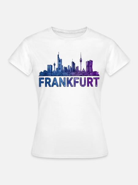 Frankfurt Stadt Skyline - Frauen T-Shirt - Weiß