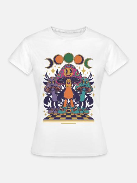 Psychedelisches Festival-Hippie-Pilz-Batik-Rave - Frauen T-Shirt - Weiß