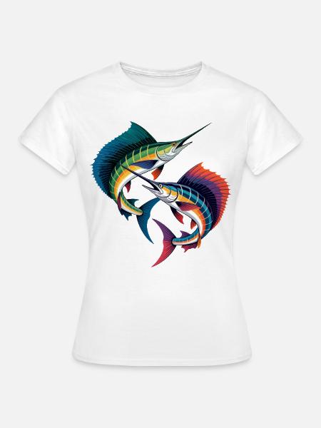 Zwei Sailfische - Frauen T-Shirt - Weiß