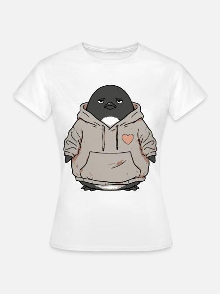 Niedlicher Pinguin Mit Kapuze - Frauen T-Shirt - Weiß