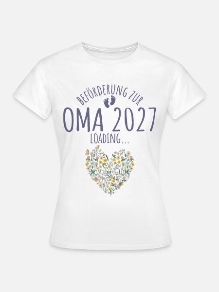 Wildblumen Herz Beförderung zur Oma 2027 loading - Frauen T-Shirt - Weiß