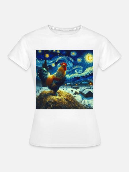Hahn Starry Night - Frauen T-Shirt - Weiß