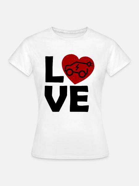 Elektroauto Herzliebe - Frauen T-Shirt - Weiß