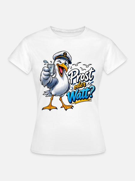 Prost oder Watt? Seemöwenkapitän - Frauen T-Shirt - Weiß