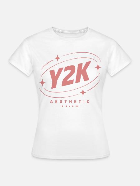 Y2K Ästhetik Pastellstern Logo - Frauen T-Shirt - Weiß