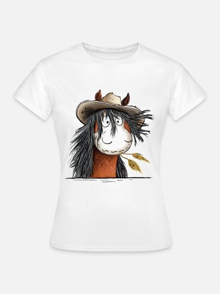 Westernpferd mit Strohhut - Frauen T-Shirt - Weiß