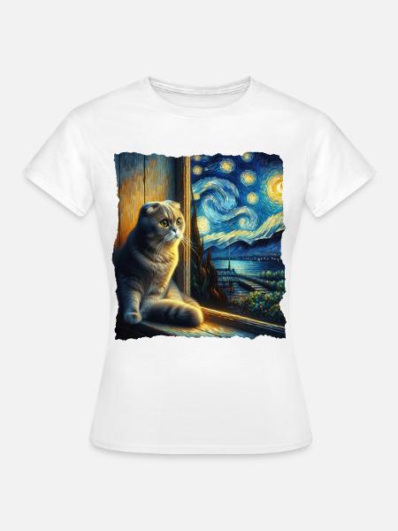 Faltohrkatze Starry Night - Frauen T-Shirt - Weiß